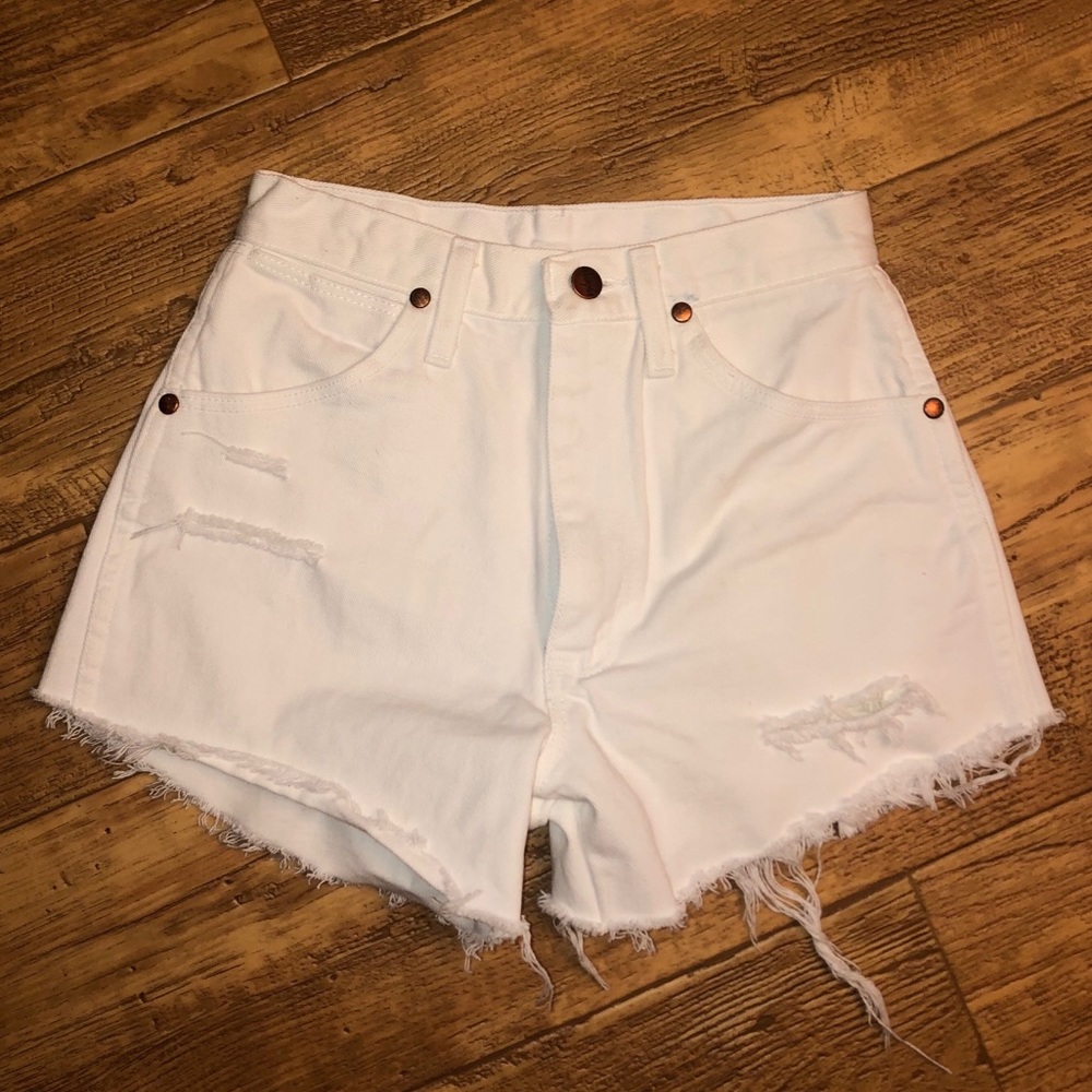White Wrangler cut-off shorts